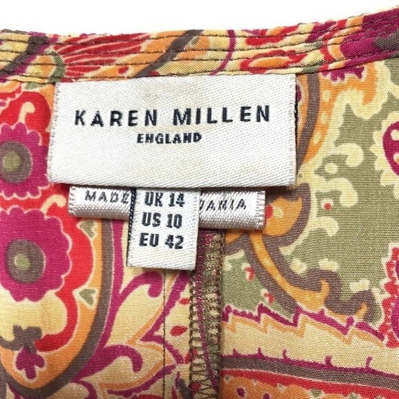 Karen Millen Paisley Print Midi V Neck Dress 10 - Picture 5 of 11